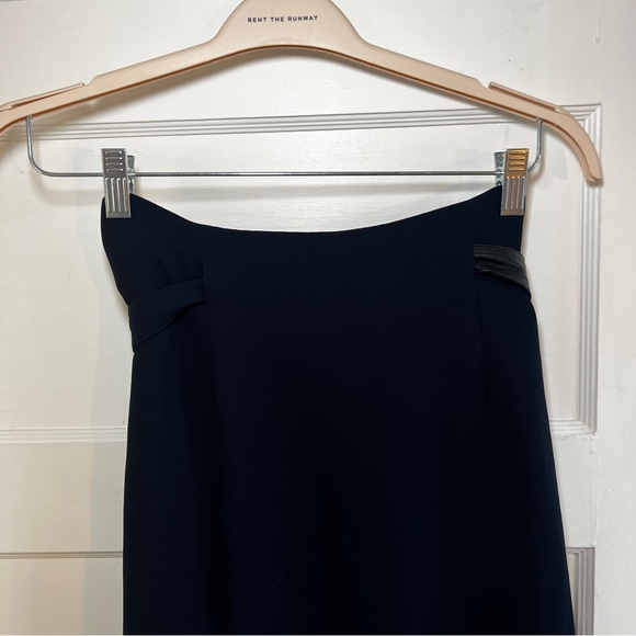 Vince Blue Belted Wrap Skirt with Leather Trim Sz 12 - Picture 13 of 14